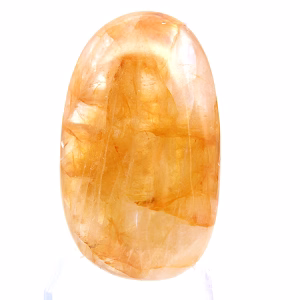 Seixo de quartzo amarelo polido de Madagáscar para vitrina mineral