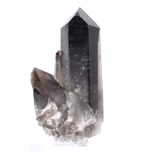 Cristal de quartzo mórion do Brasil em base acrílica, peça de coleção