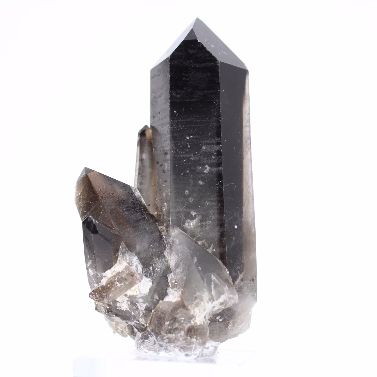 Cristal de quartzo mórion do Brasil em base acrílica, peça de coleção