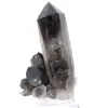 Grande cristal de quartzo mórion brasileiro montado em base acrílica - 0