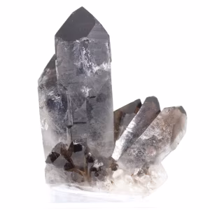 Quartzo mórion do Brasil, cristal natural apresentado em base acrílica