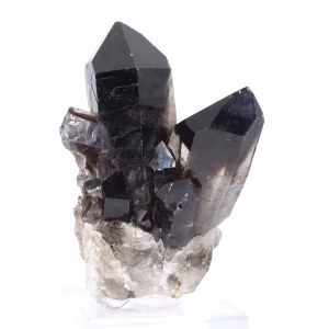 Quartzo mórion negro do Brasil, cristal único com base acrílica