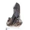 Cristal atarracado de quartzo mórion do Brasil, espécime mineral em base - 3