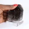 Quartzo mórion do Brasil, cristal negro natural montado em base - 1