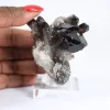 Cristal de quartzo mórion de origem brasileira, expositor acrílico - 1