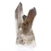 Cristal de quartzo mórion brasileiro de porte esguio, montado em base - 0