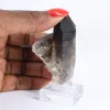 Mini cristal de quartzo mórion do Brasil, pedra negra em base - 1