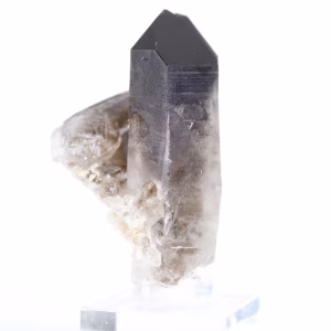 Mini cristal de quartzo mórion do Brasil, pedra negra em base