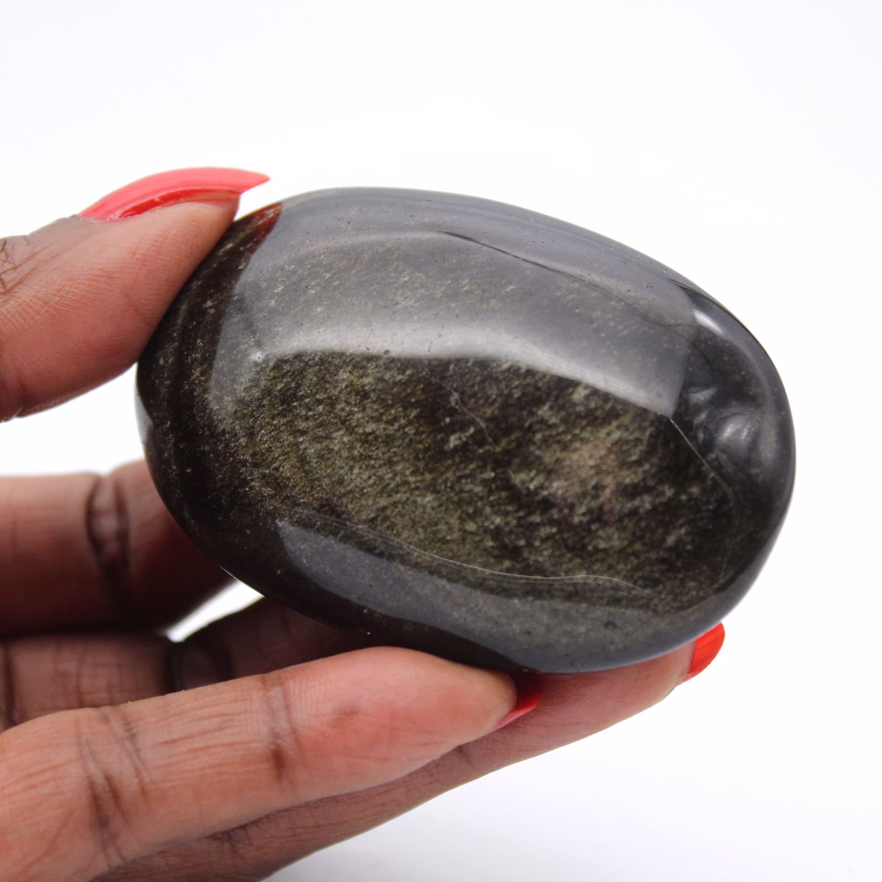 Seixo polido de obsidiana dourada mexicana, espécime de 70 g