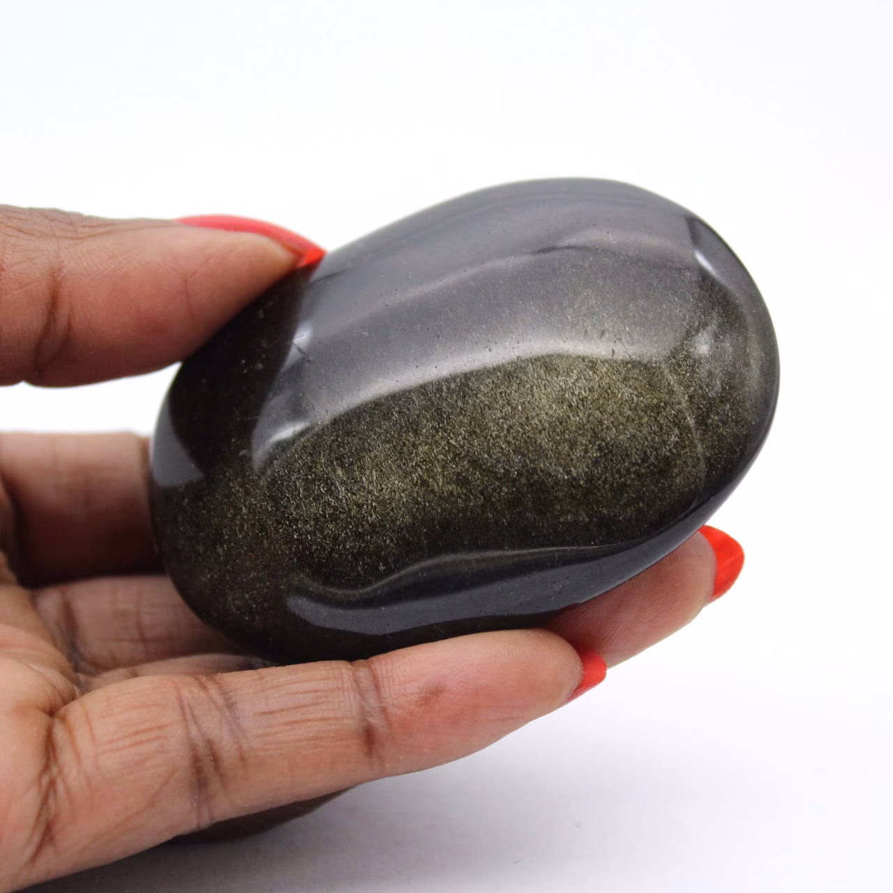 Seixo mexicano de obsidiana dourada, pedra polida de 75 g