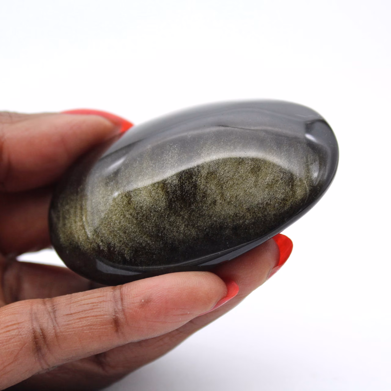 Seixo polido mexicano de obsidiana dourada, peça de 75 g