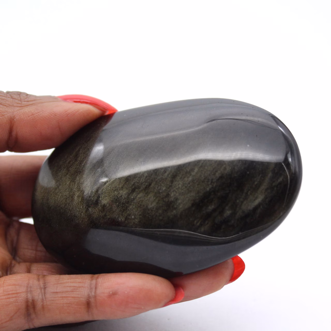 Grande seixo de obsidiana dourada do México, pedra de 115 g