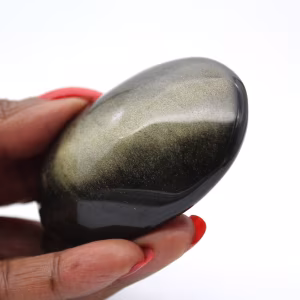 Seixo de obsidiana dourada mexicana, espécime polido de 85 g