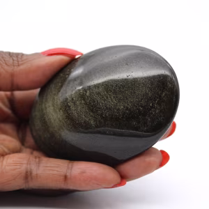 Seixo de obsidiana dourada do México, peça polida de 100 g